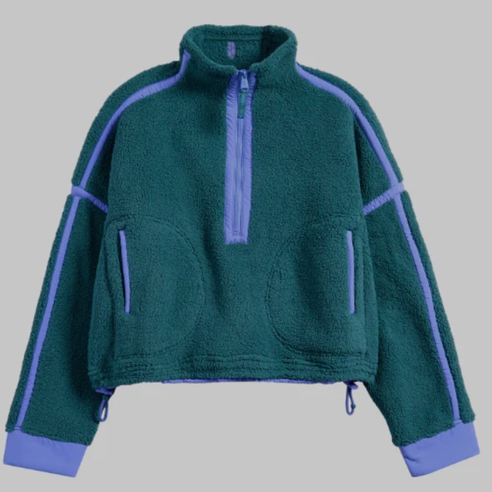 Free people mountain high, half zip fleece pullover extra small